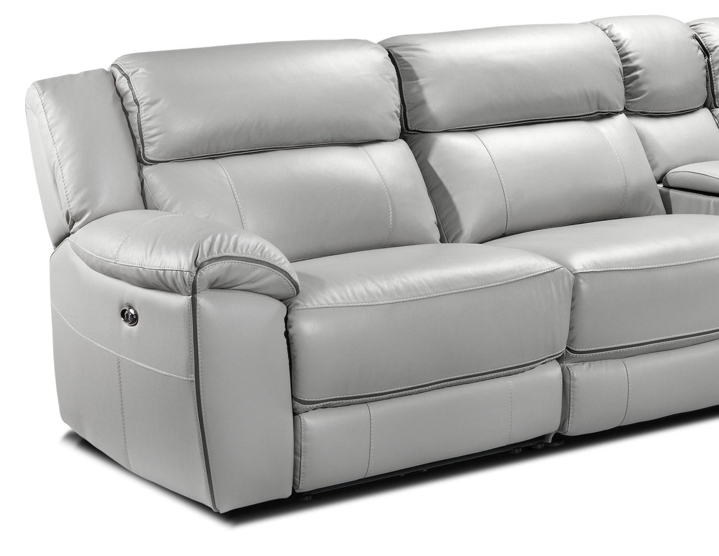 Holton 4-Piece Leather Sectional with Right-Facing Chaise - Grey
