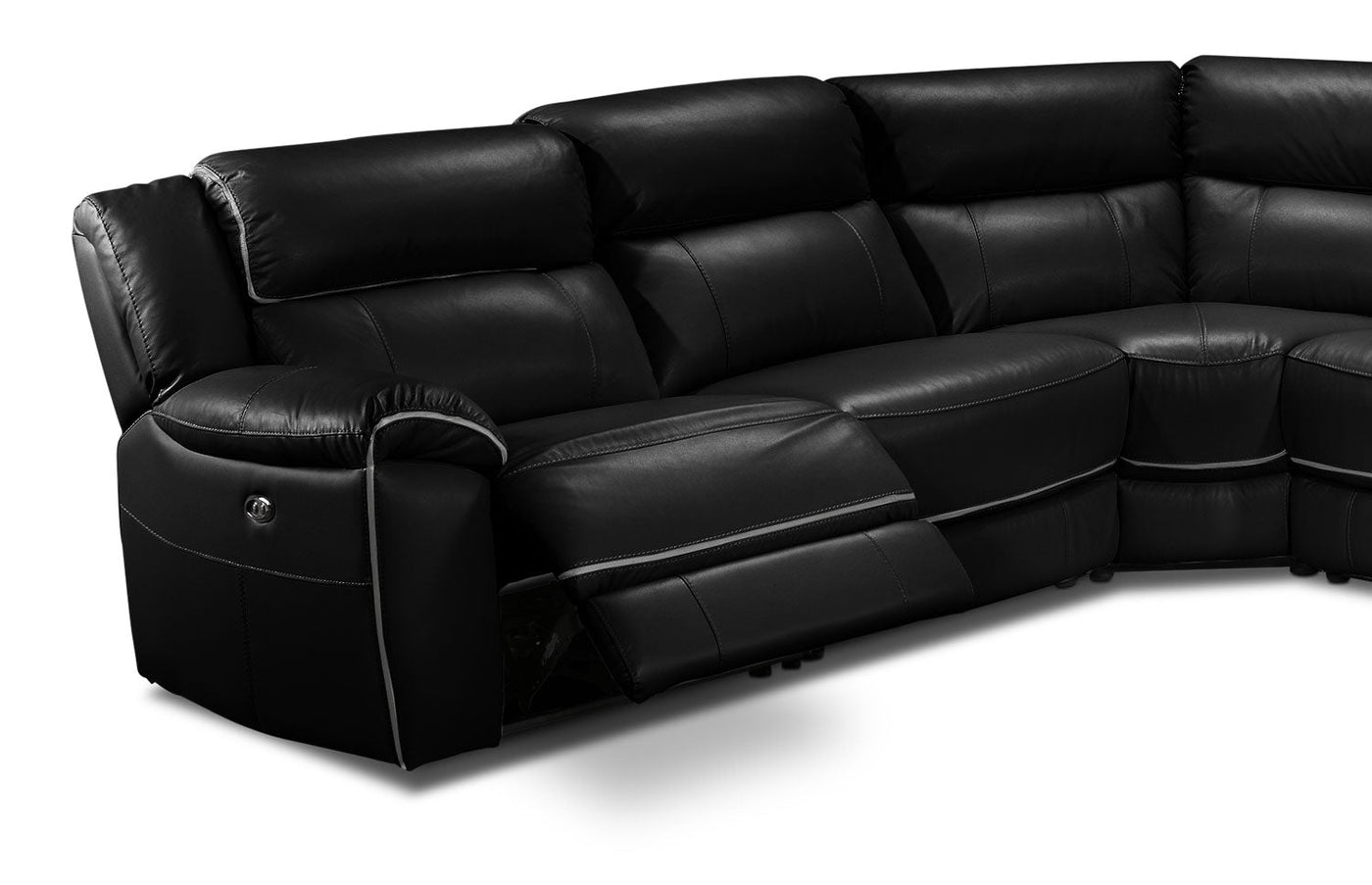 Holton 6-Piece Leather Sectional with Right-Facing Chaise - Black