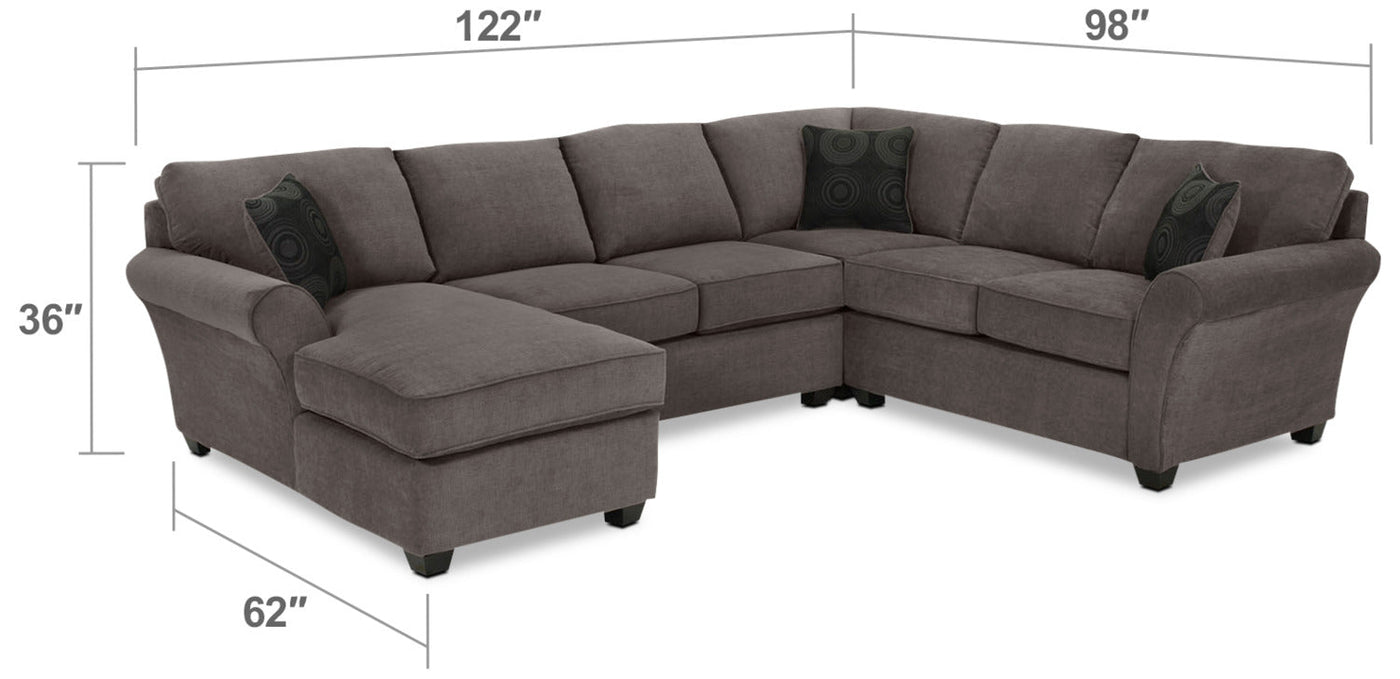 Althea 4-Piece Sectional with Left-Facing Chaise - Charcoal
