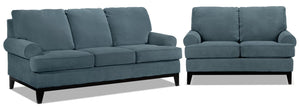 Crizia Sofa and Loveseat Set - Navy