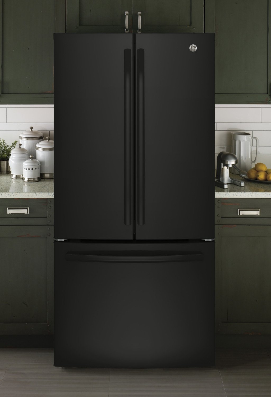 GE Black Counter-Depth French Door Refrigerator (18.6 Cu. Ft.) - GWE19JGLBB