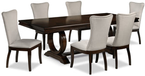 Rosario 7-Piece Dining Room Set - Cherry and Beige