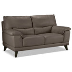 Braylon Leather Loveseat - African Grey