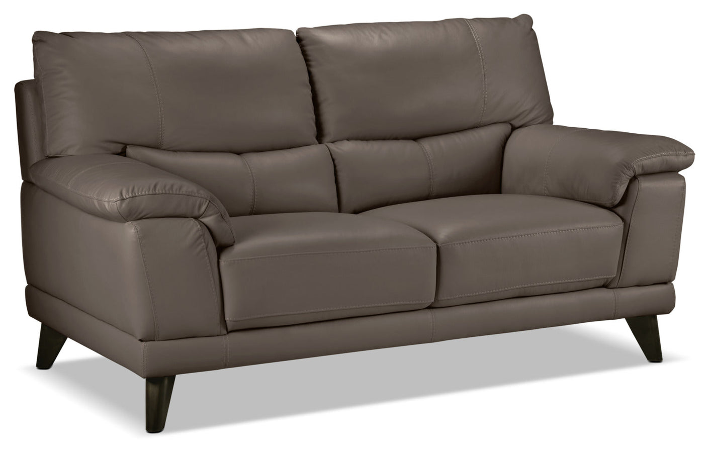 Braylon Leather Sofa, Loveseat and Chair Set - African Grey