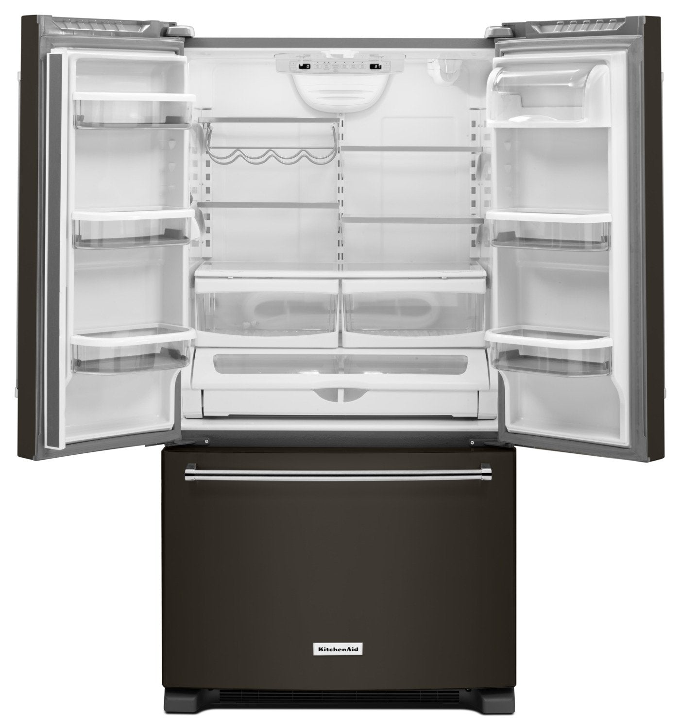 KitchenAid Black Stainless Steel French Door Refrigerator (25.2 Cu. Ft.) - KRFF305EBS