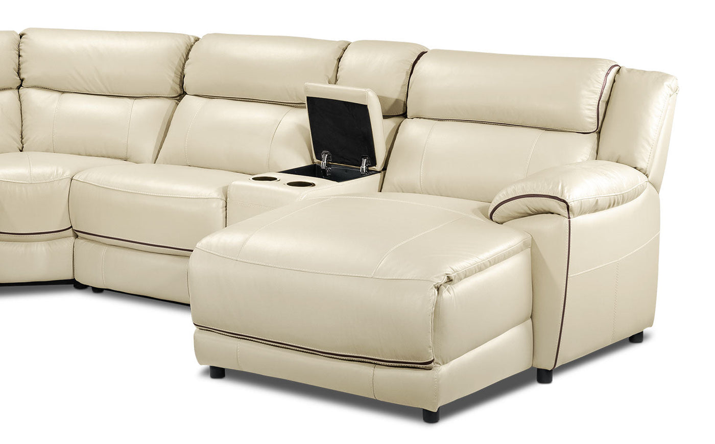 Holton 6-Piece Leather Sectional with Right-Facing Chaise - Pebble
