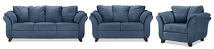 Collier Sofa, Loveseat and Chair Set - Cobalt Blue