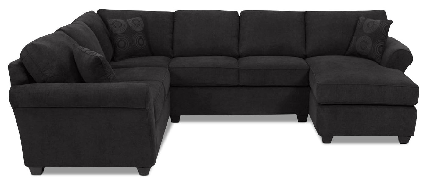 Althea 4-Piece Sectional with Right-Facing Chaise - Black