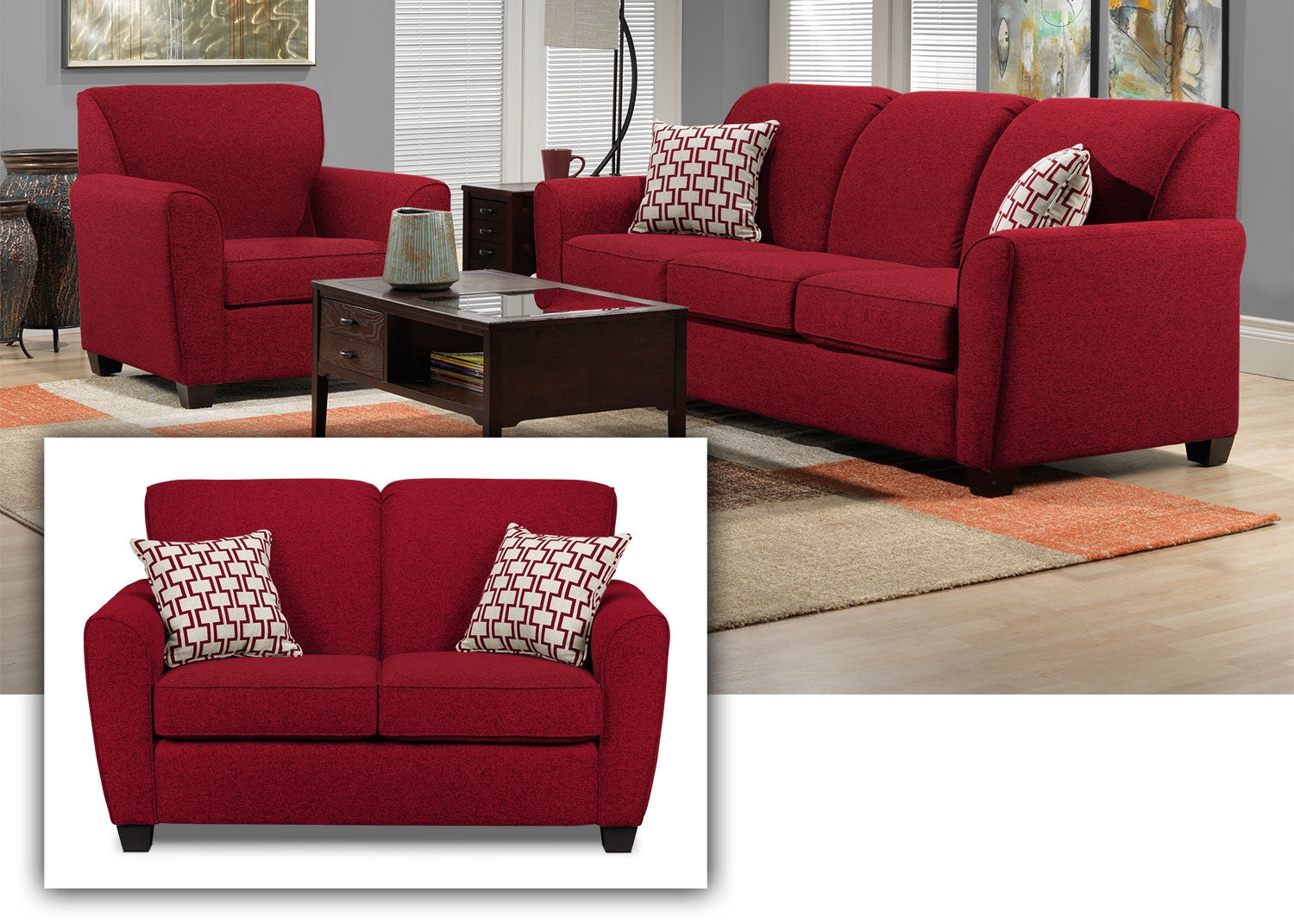 Ashby 3 Pc. Living Room Package - Red