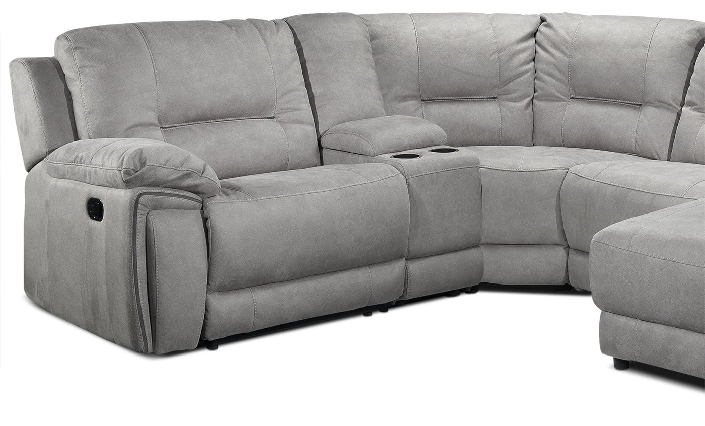 Pasadena 5-Piece Reclining Sectional with Right-Facing Chaise - Light Grey