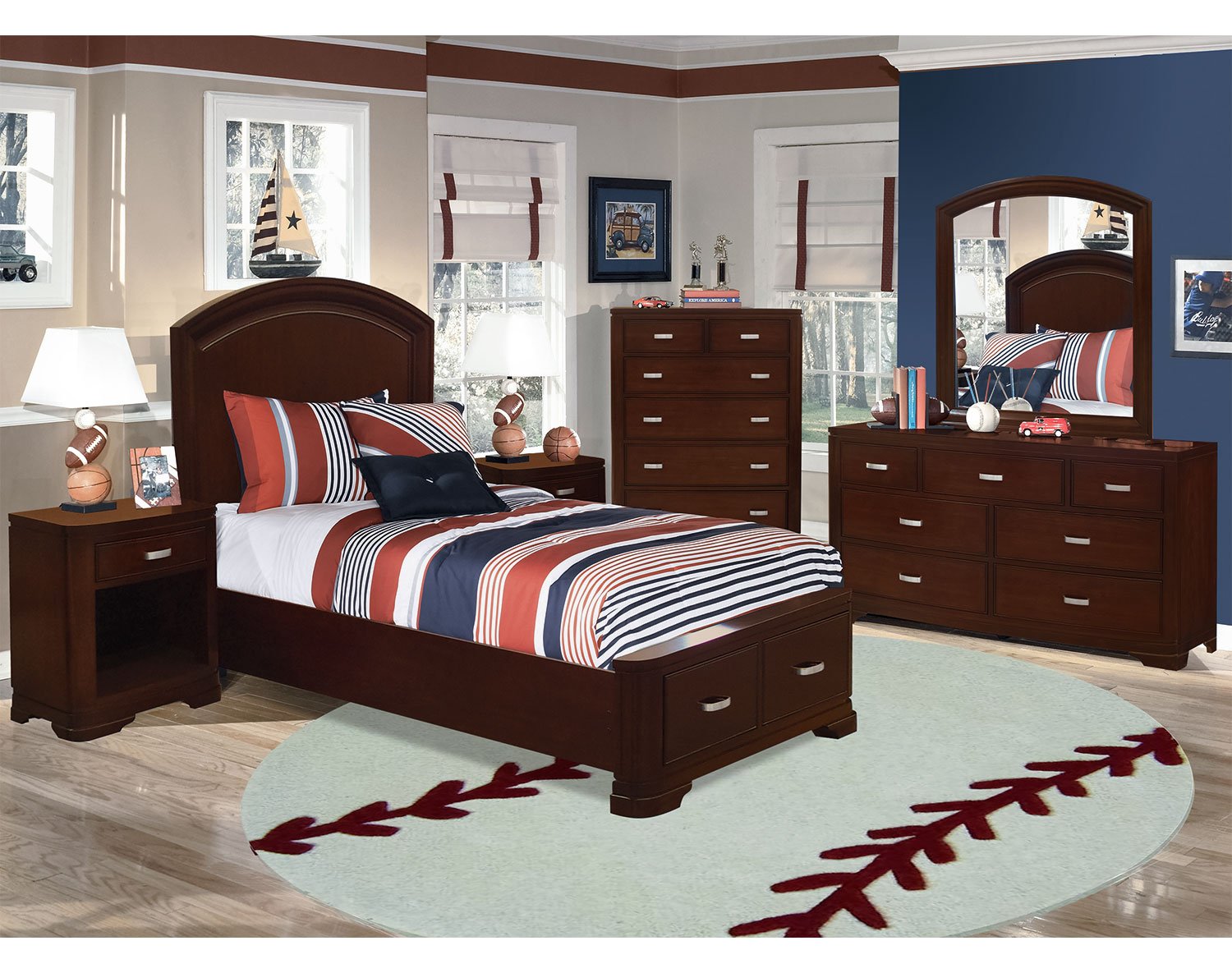New Justin Twin Storage Bed - Deep Cherry
