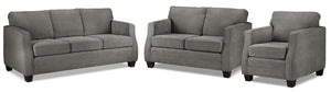 Agnes Sofa, Loveseat and Chair Set - Slate