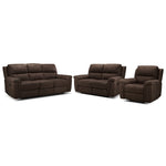 Roarke Reclining Sofa, Reclining Loveseat and Recliner Set - Walnut