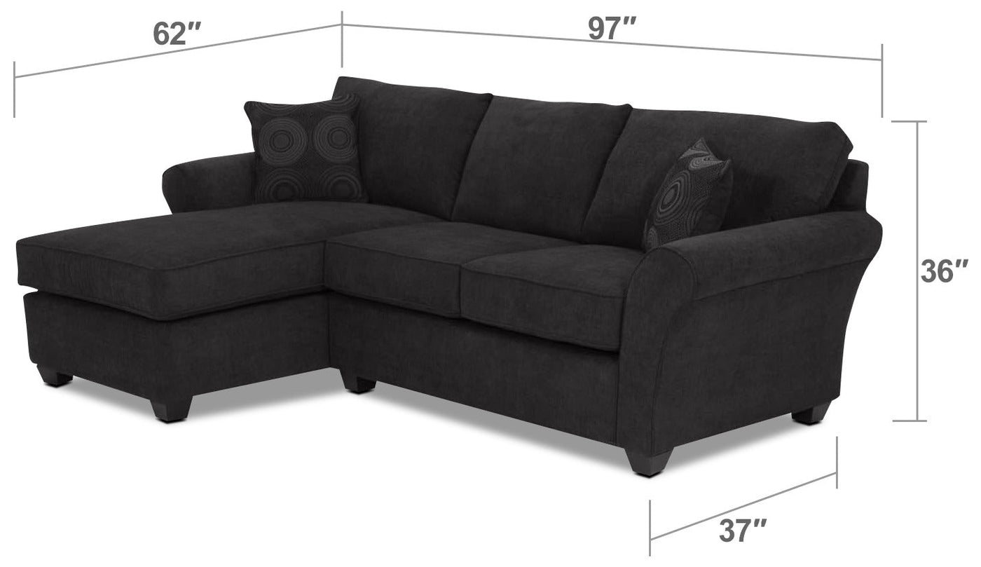 Althea 2-Piece Sectional with Left-Facing Chaise - Black