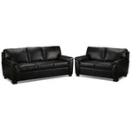 Reynolds Leather Sofa and Loveseat Set - Coffee