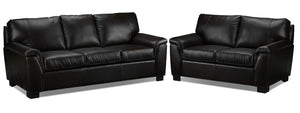 Reynolds Leather Sofa and Loveseat Set - Coffee