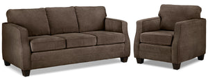 Agnes Sofa and Chair Set - Chocolate