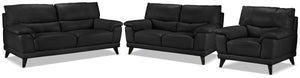 Braylon Sofa, Loveseat and Chair Set - Classic Black
