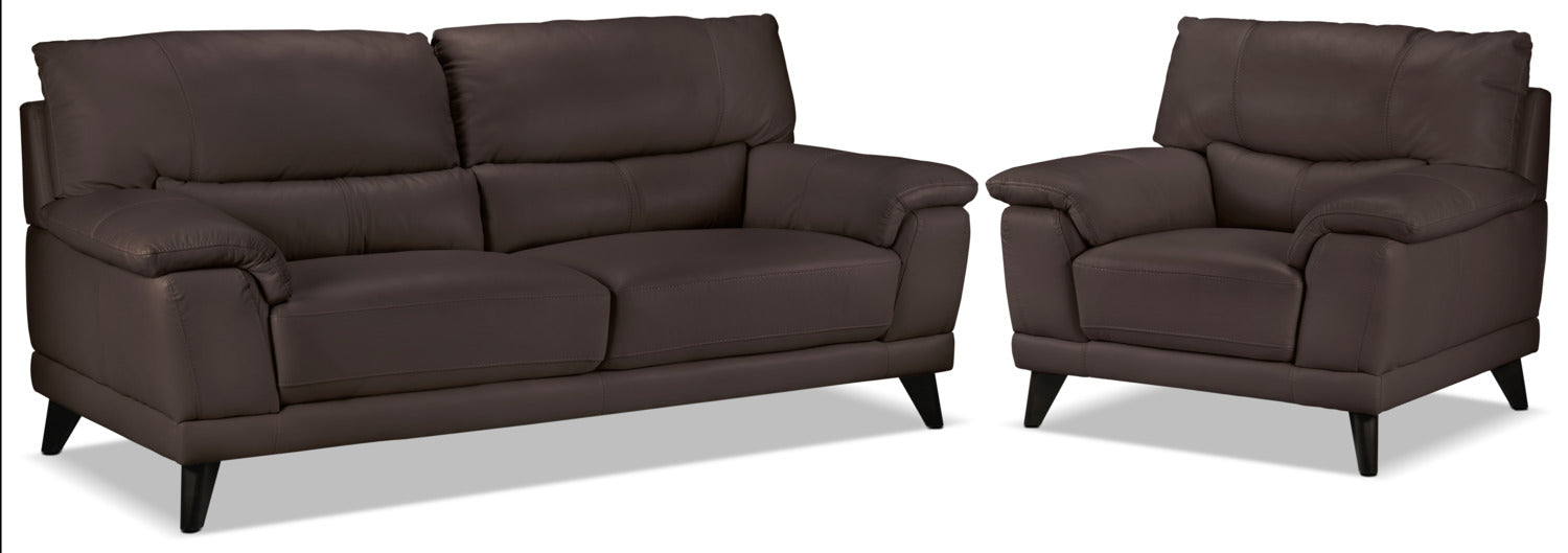 Braylon Sofa and Chair Set - Dark Chocolate
