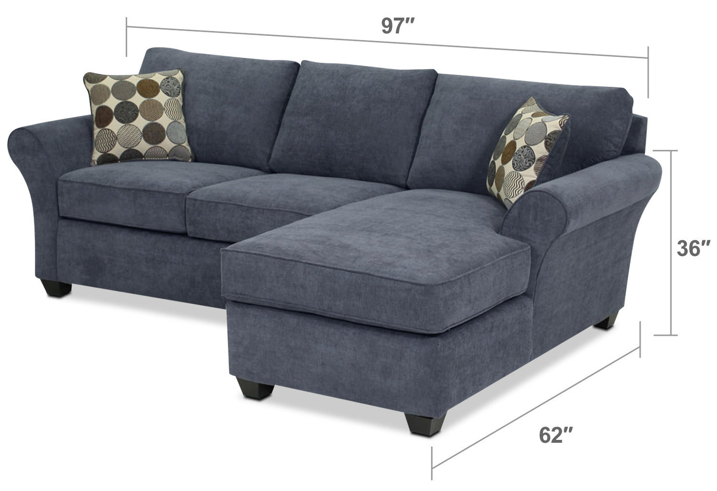 Althea 2-Piece Sectional with Right-Facing Chaise - Navy