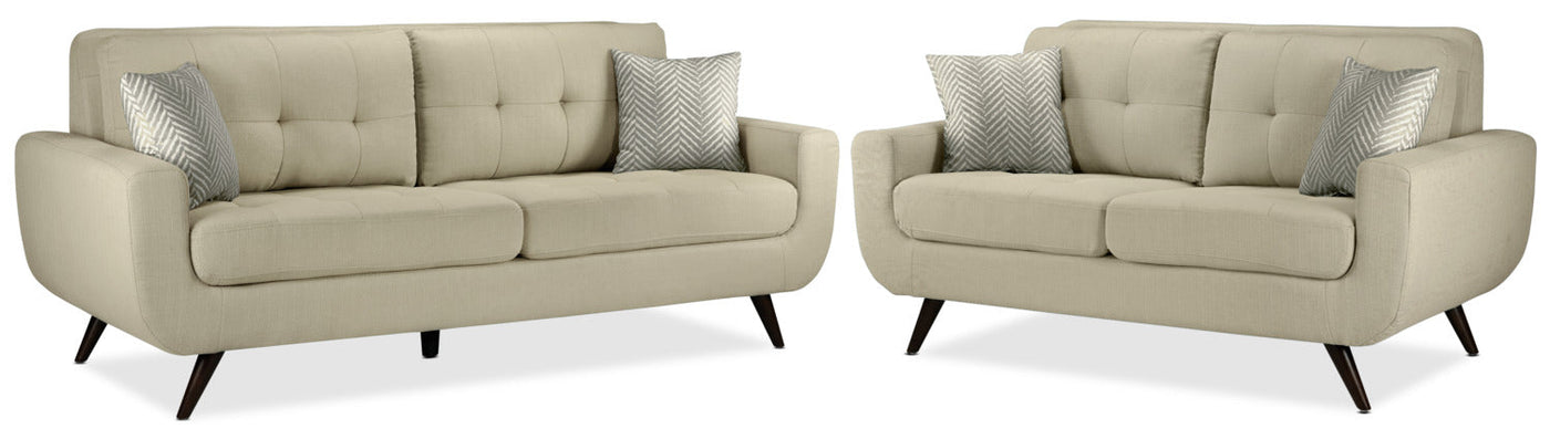 Julian Sofa and Loveseat Set - Beige