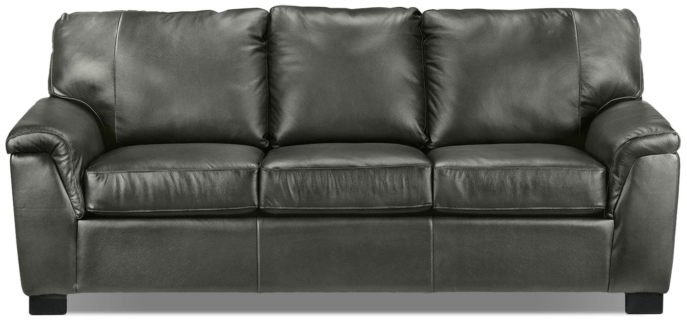 Reynolds Leather Sofa - Dark Grey