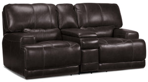 Dearborn Power Reclining Loveseat with Console - Blackberry