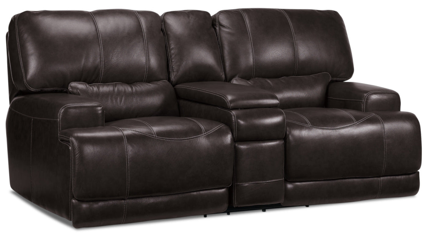 Dearborn Power Reclining Sofa and Reclining Loveseat w/ Console Set - Blackberry