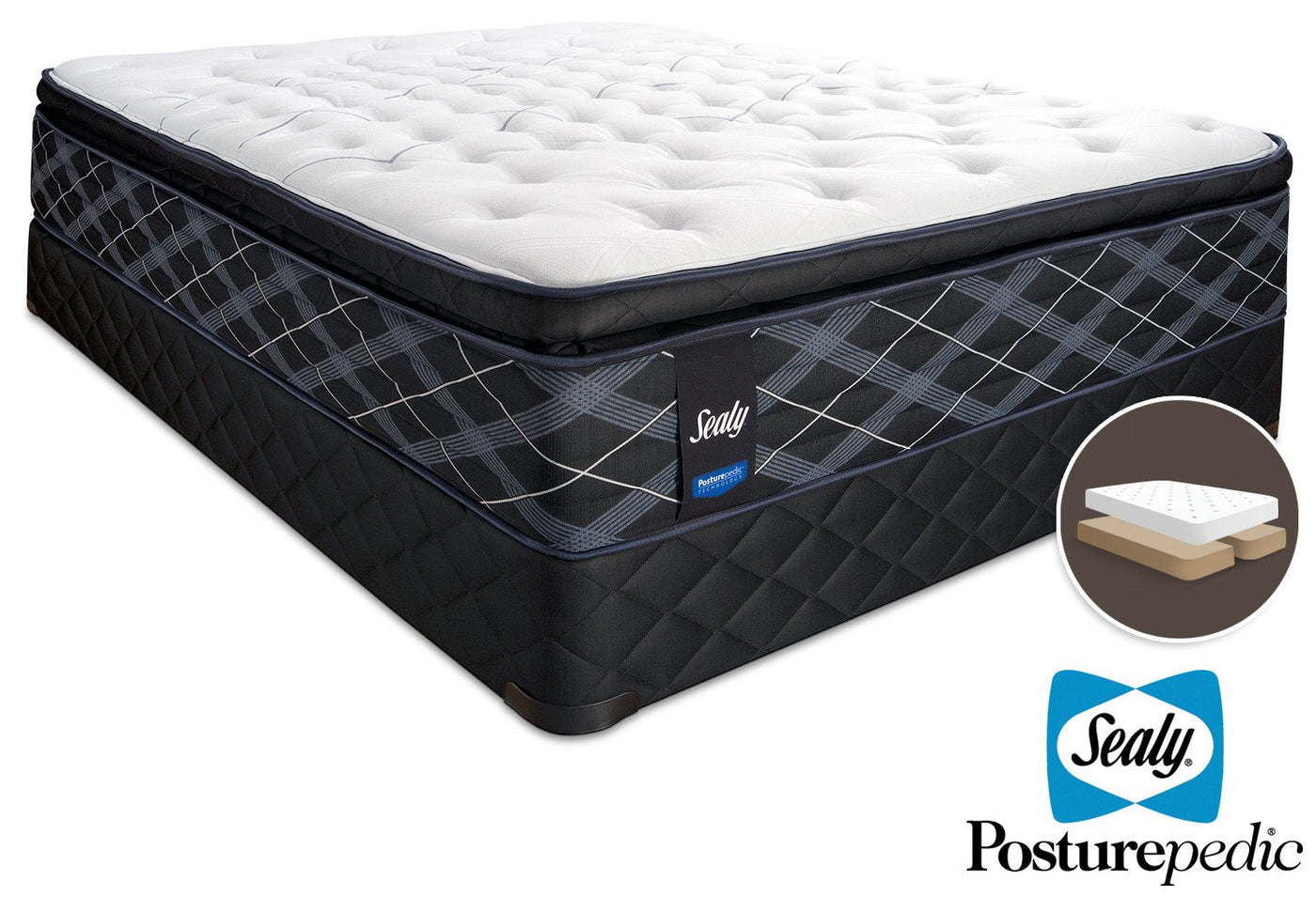 Sealy 6K Cushion Firm Queen Mattress and Split Boxspring Set