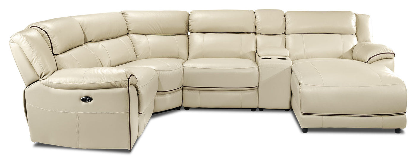 Holton 5-Piece Leather Sectional with Right-Facing Chaise - Pebble