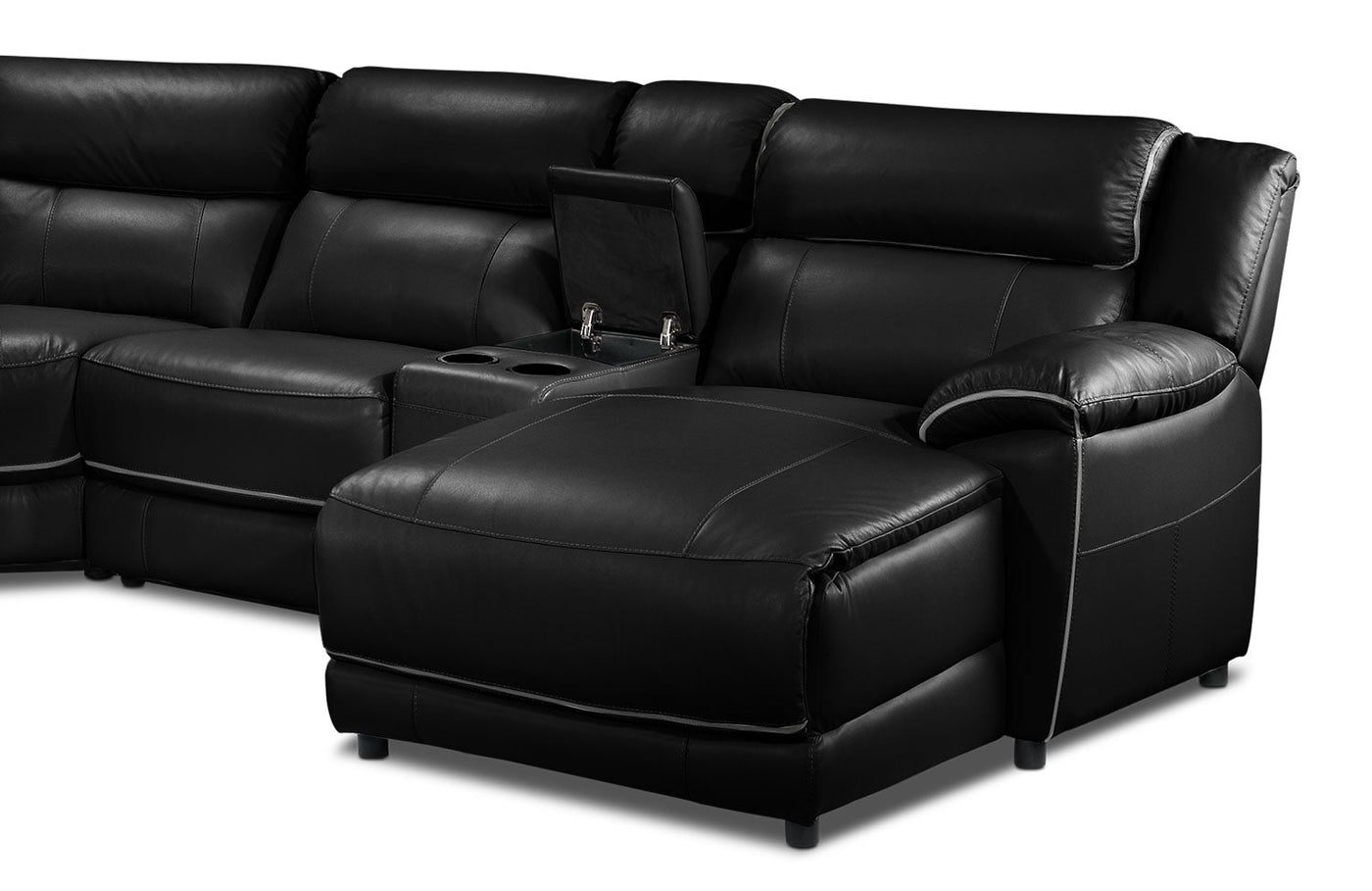 Holton 6-Piece Leather Sectional with Right-Facing Chaise - Black
