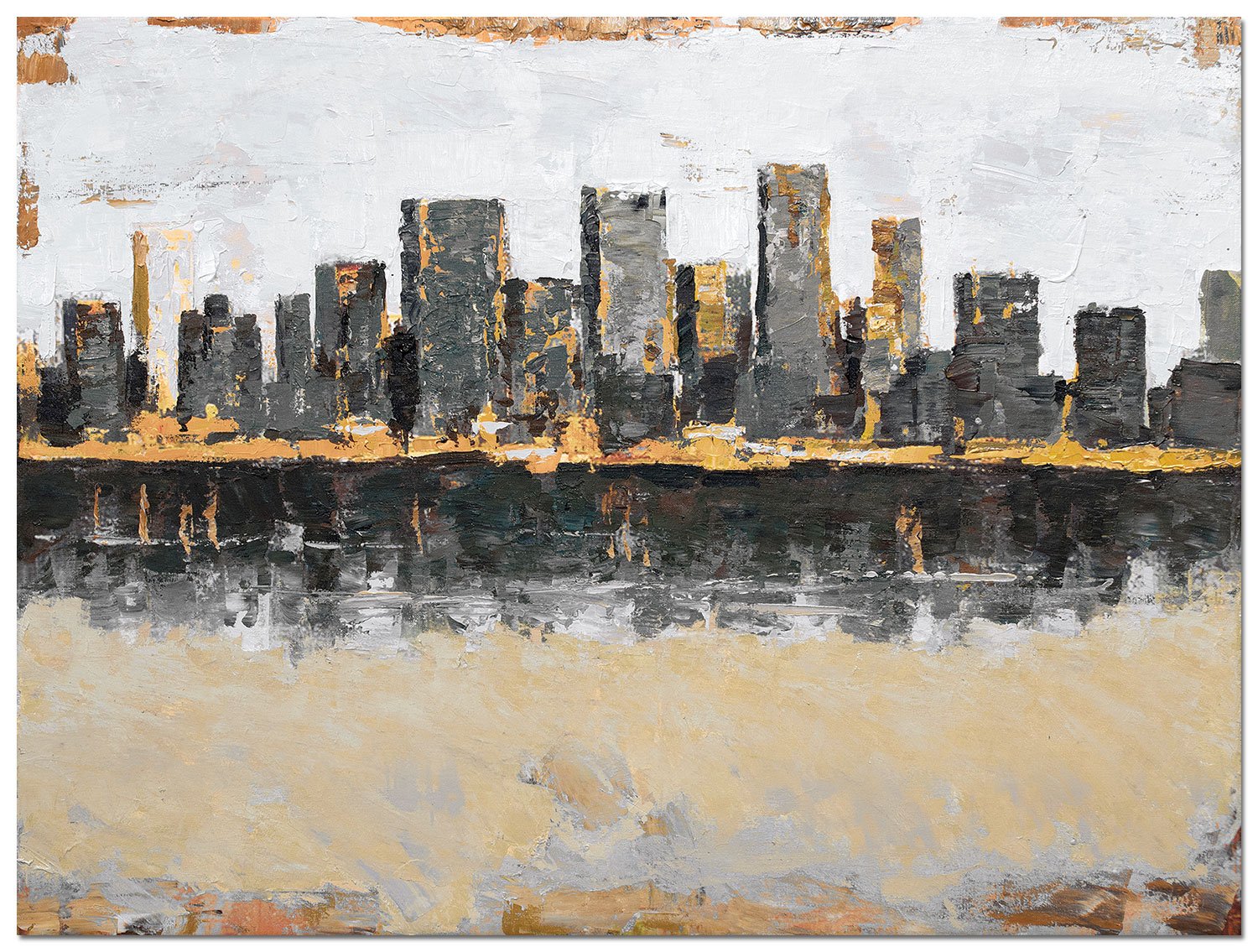 Warm Reflection Canvas Painting (48" X 36")