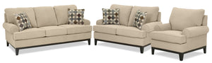 Crizia Sofa, Loveseat and Chair Set - Mocha