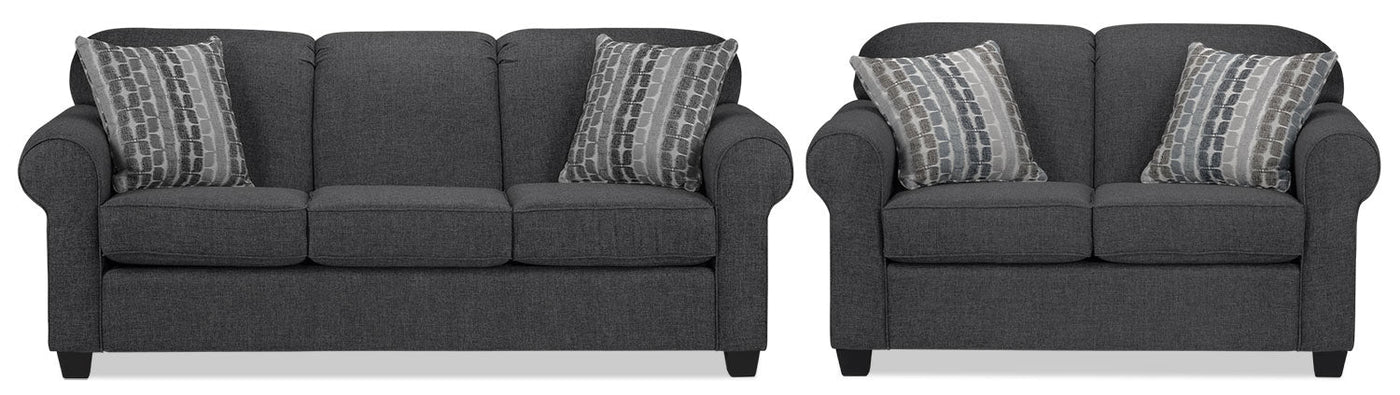 Aristotle Sofa and Loveseat Set - Graphite