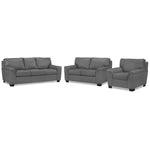 Reynolds Leather Sofa, Loveseat and Chair Set - Grey