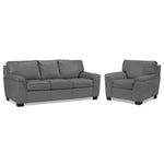 Reynolds Leather Sofa and Chair Set - Grey