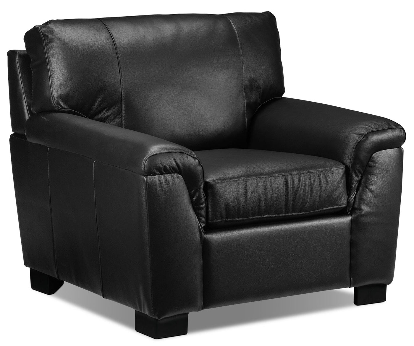 Reynolds Leather Sofa and Chair Set - Black