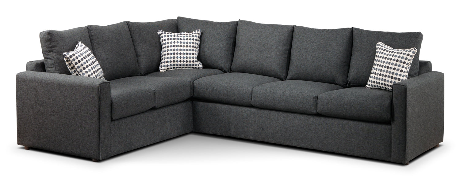 Athina 2-Piece Sectional with Right-Facing Queen Sofa Bed - Charcoal