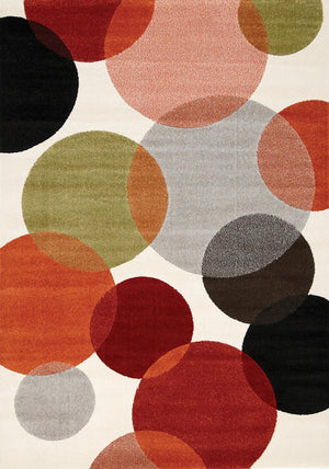 Bubbles 7' X 10' Area Rug - Cream and Red