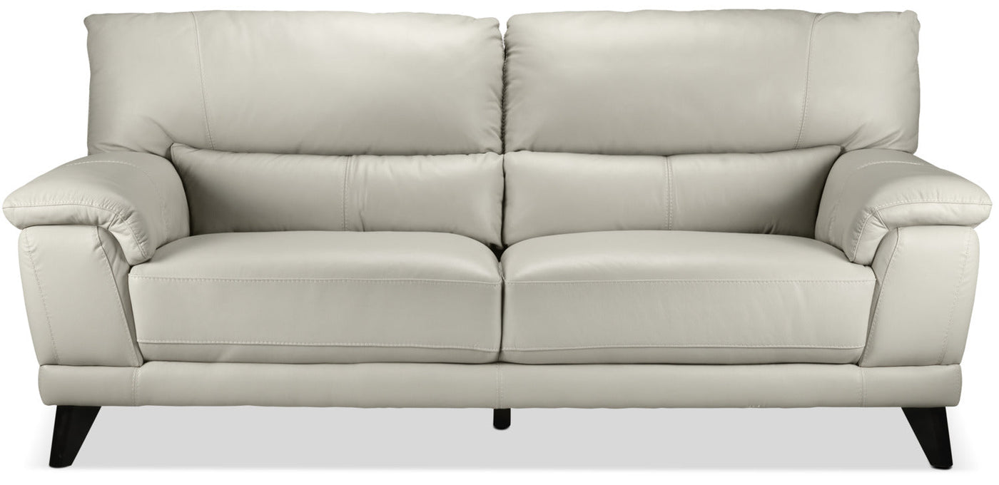Braylon Leather Sofa - Silver Grey