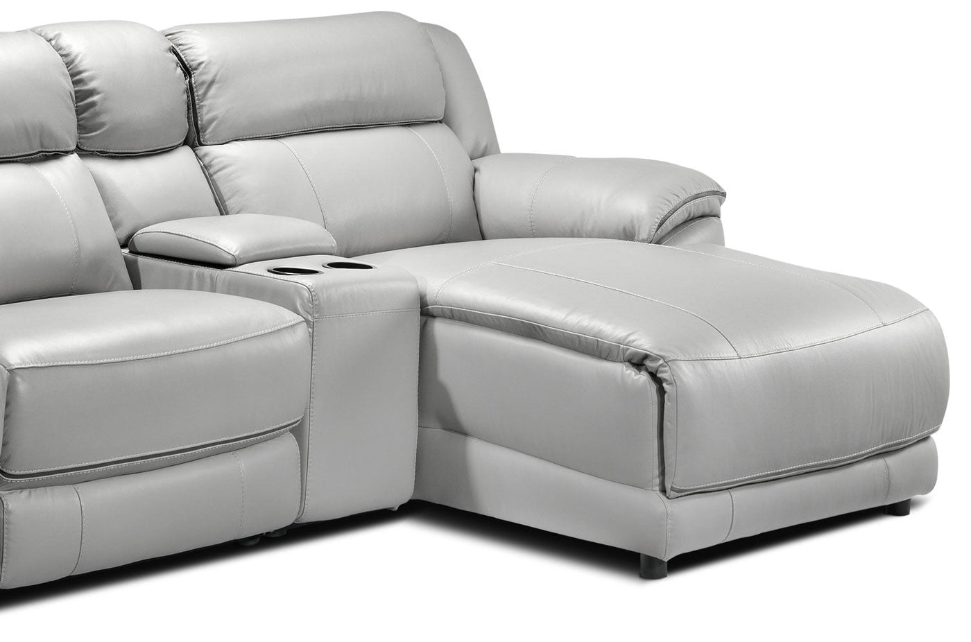 Holton 4-Piece Leather Sectional with Right-Facing Chaise - Grey