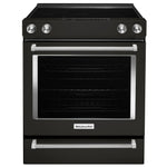 KitchenAid Black Stainless Steel Slide-In Electric Convection Range (6.4 Cu. Ft.) - YKSEG700EBS