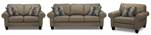Drake Sofa, Loveseat and Chair Set - Mercury