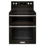 KitchenAid Black Stainless Steel Freestanding Electric Double Oven Range (6.7 Cu. Ft.) - YKFED500EBS