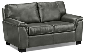 Reynolds Leather Loveseat - Dark Grey