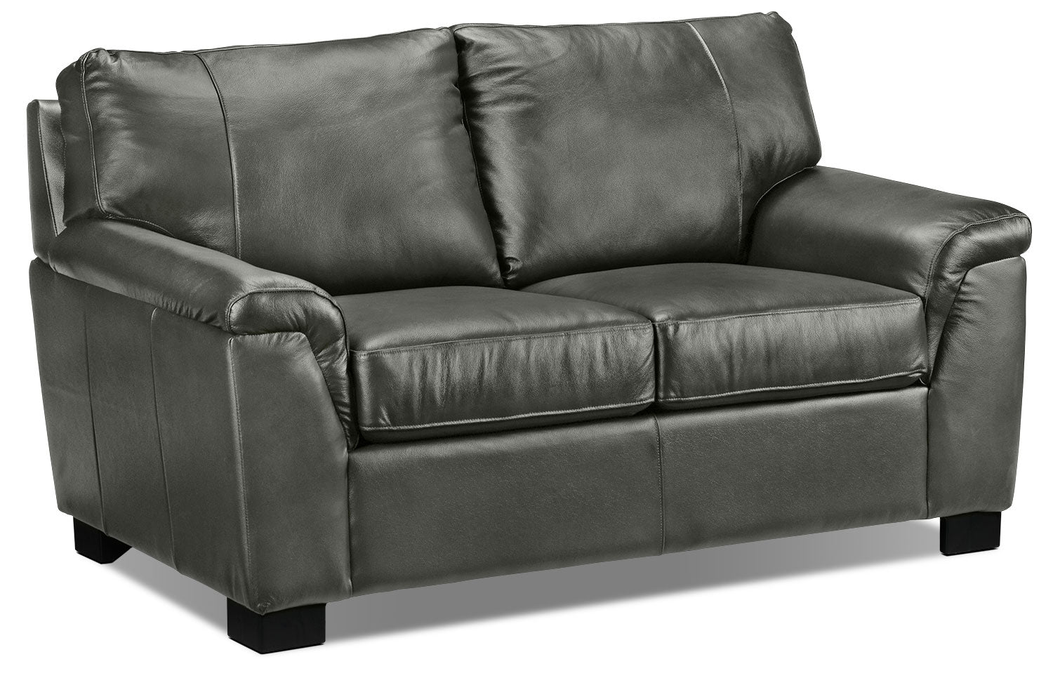 Reynolds Leather Sofa, Loveseat and Chair Set - Dark Grey