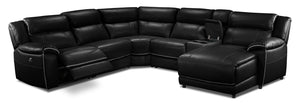 Holton 6-Piece Leather Sectional with Right-Facing Chaise - Black