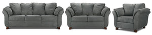 Collier Sofa, Loveseat and Chair Set - Dark Grey
