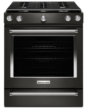 KitchenAid Black Stainless Steel Slide-In Gas Convection Range (5.8 Cu. Ft.) - KSGG700EBS
