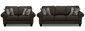 Drake Sofa and Loveseat Set - Pewter